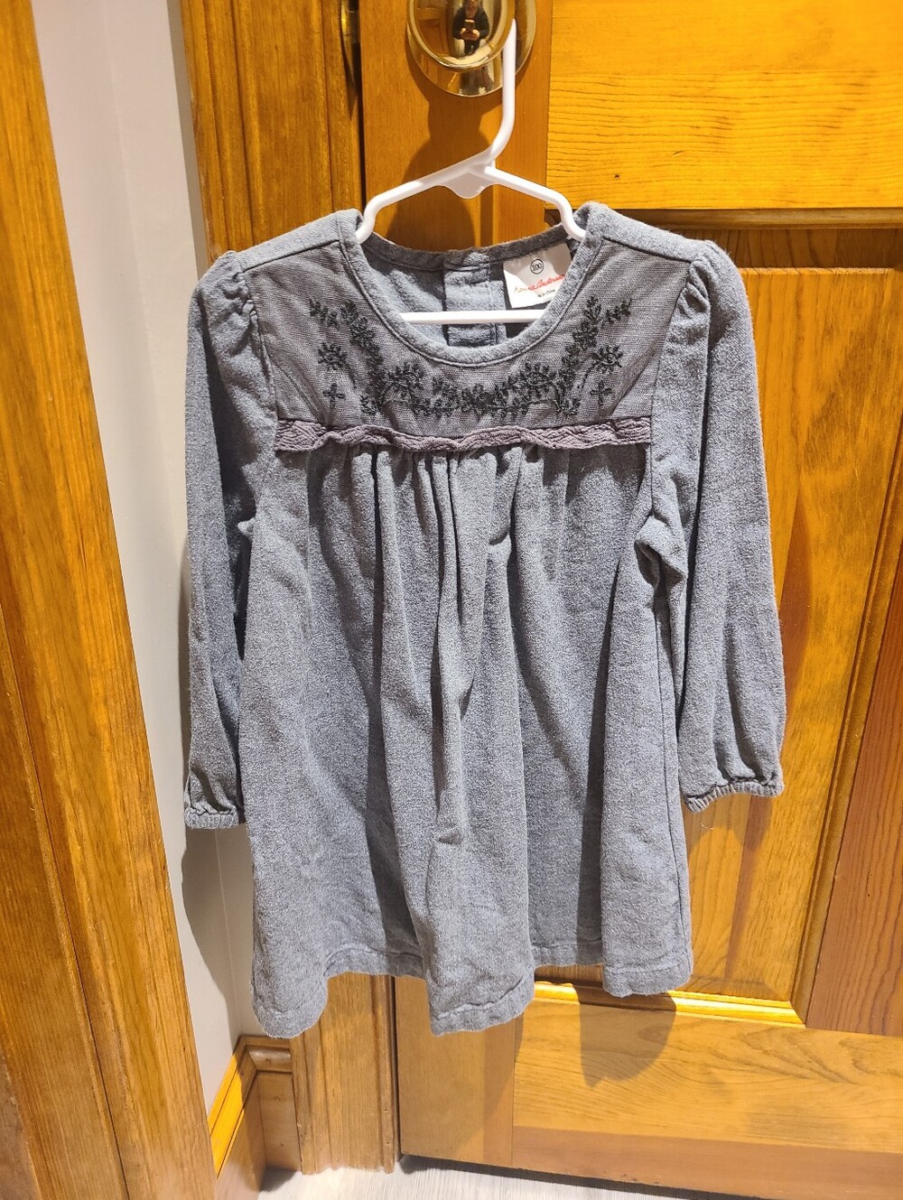 Hannah Anderson Girls Gray Cotton Dress Size 100 Or 4T EUC